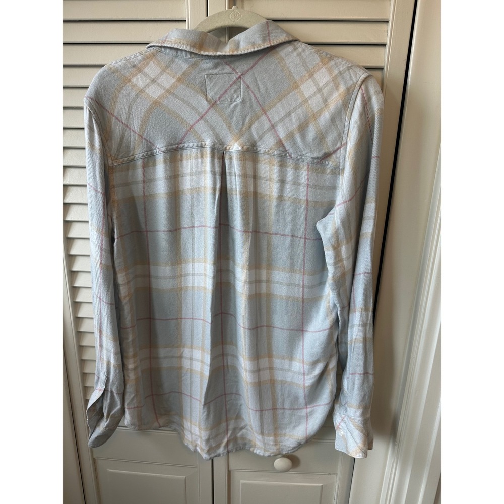 Rails Hunter Plaid Button Down Shirt Light Blue Pink Tan Flannel Small - Picture 6 of 6